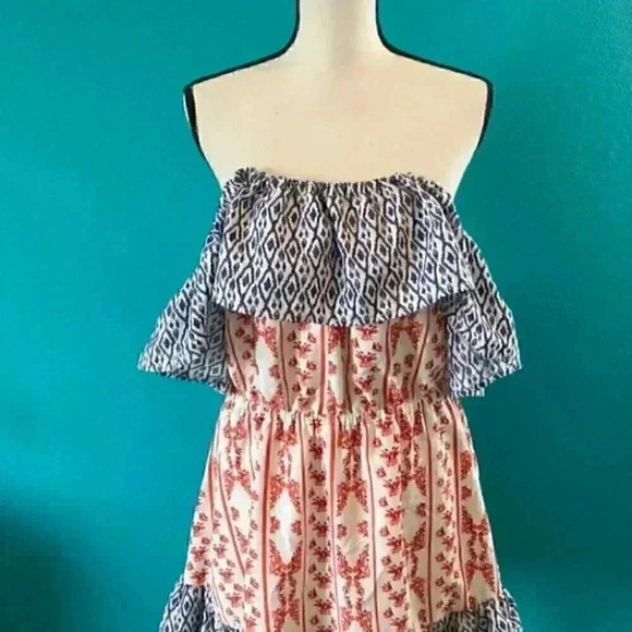 ⭐️ Tularosa Taylor off the shoulder dress in the color colbalt and red - Picture 5 of 8